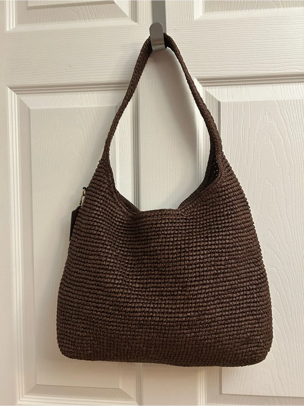 Coach Brown Woven Logo Hobo Bag